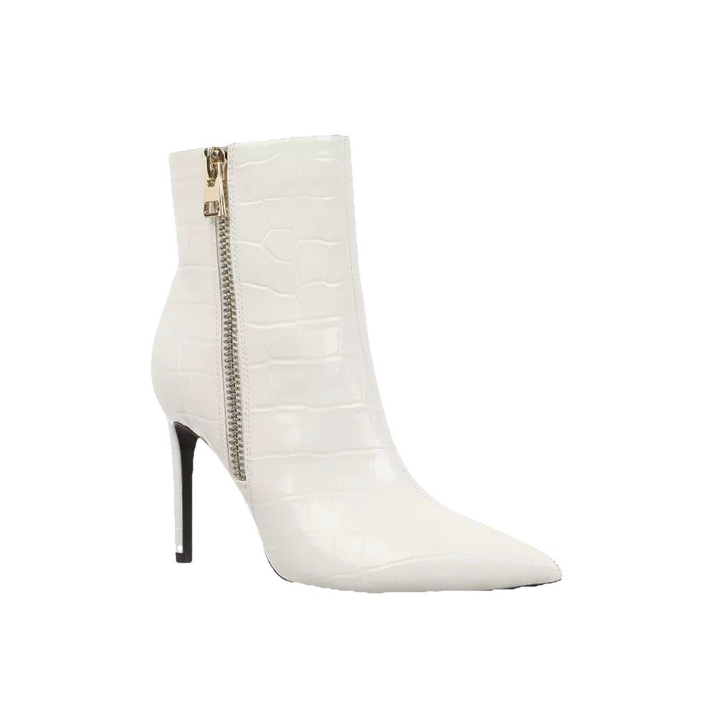 I.N.C. International Concepts Womens Sarishaa Zip-up Booties White Croc size 7